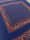 2 1/4 YD Nylon Scarf Panels - Navy Blue with Warm Brown, Tan, and White