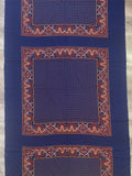 2 1/4 YD Nylon Scarf Panels - Navy Blue with Warm Brown, Tan, and White