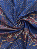 2 1/4 YD Nylon Scarf Panels - Navy Blue with Warm Brown, Tan, and White