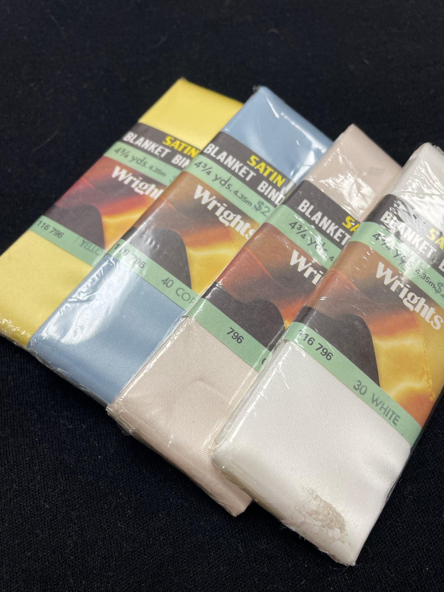 4 3/4 YD Polyester Satin Blanket Binding Vintage - Various Colors New in Package