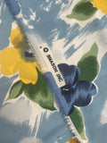 3 1/4 YD Nylon Crepe - Brushstroke-Style Flowers in Blue and Yellow on Blue and White
