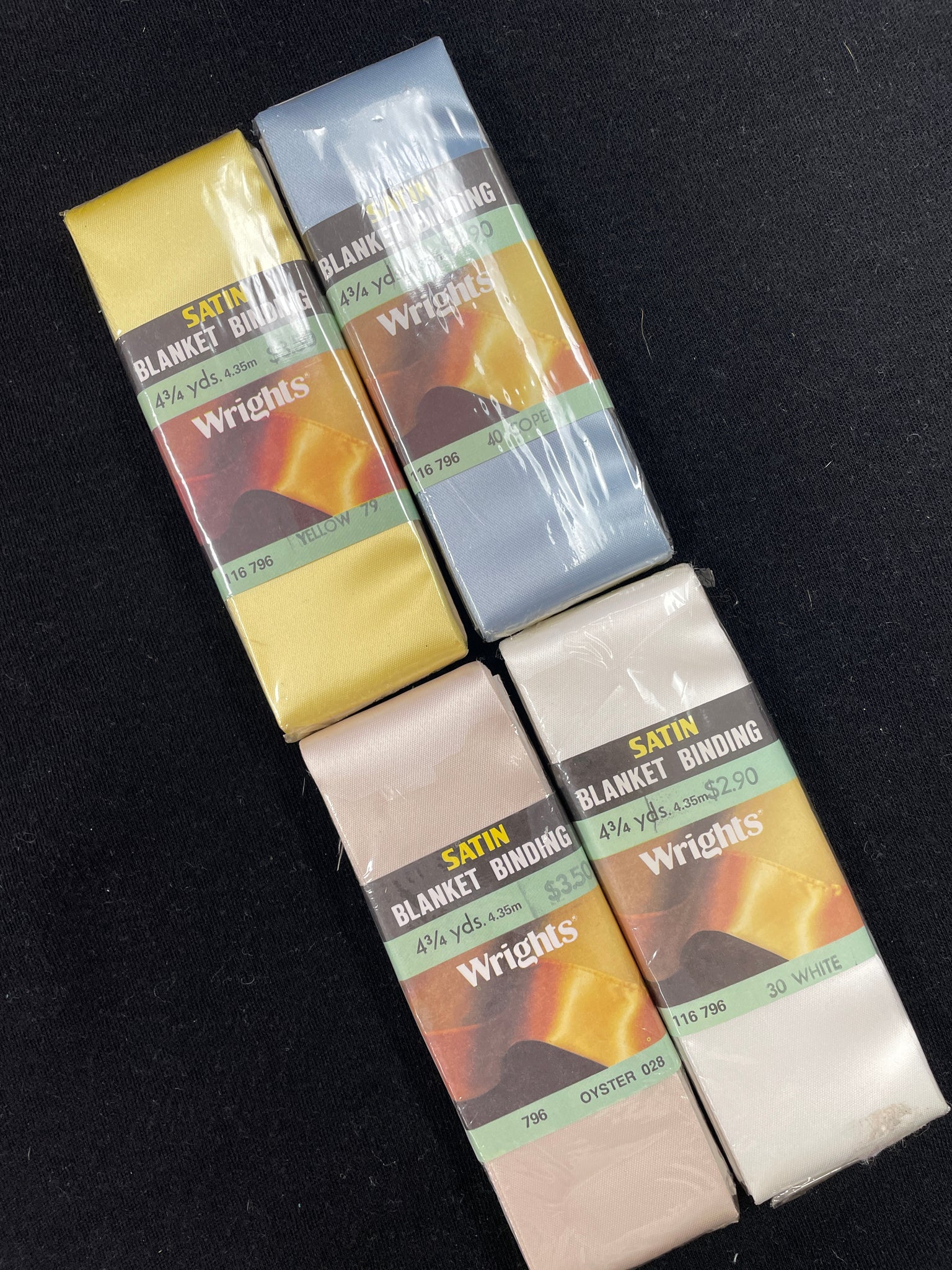 4 3/4 YD Polyester Satin Blanket Binding Vintage - Various Colors New in Package