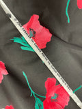 4 3/8 YD Cotton Vintage - Large Red Poppies on Black