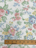 Polyester Smooth Slub Weave Vintage - White with Pastel Flowers
