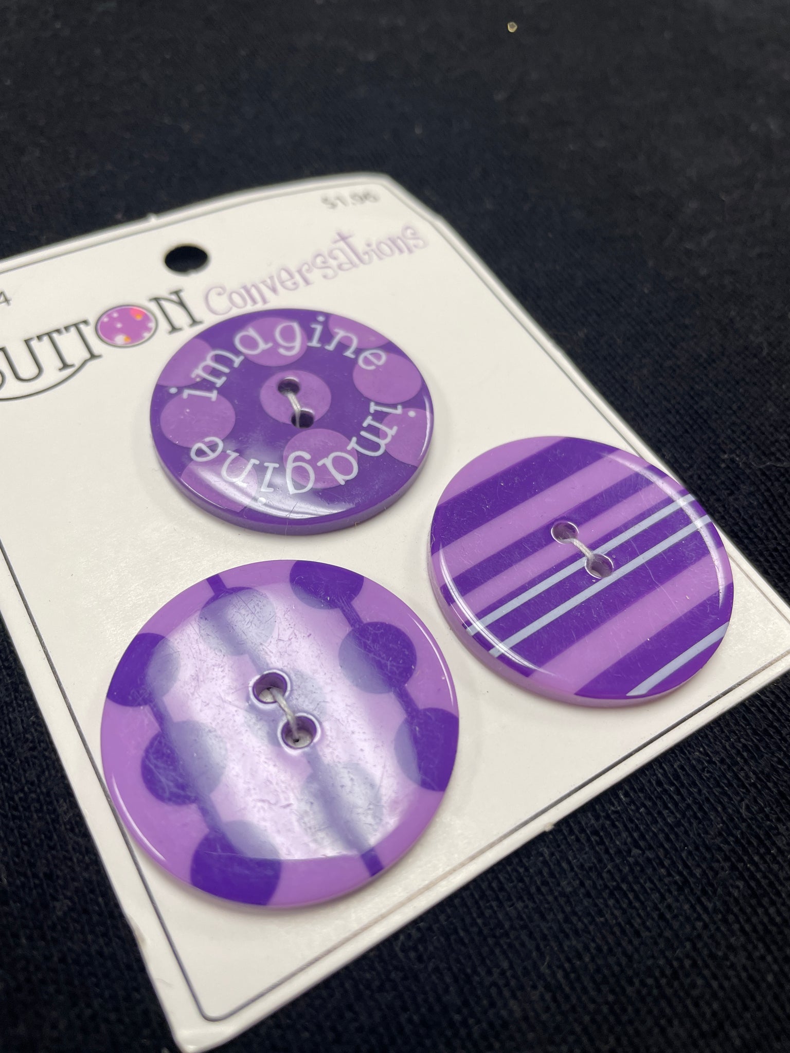Buttons Plastic Set of 3 - Purples