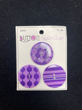 Buttons Plastic Set of 3 - Purples