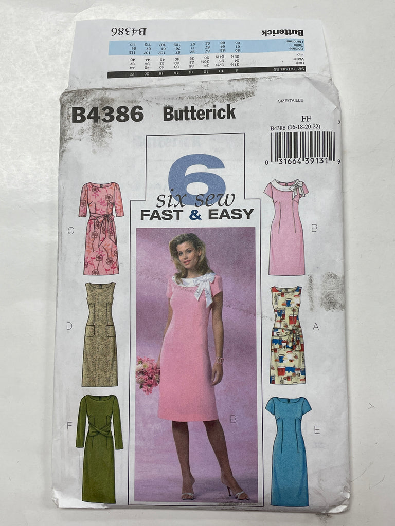 2004 Butterick 4386 Pattern - Dress FACTORY FOLDED