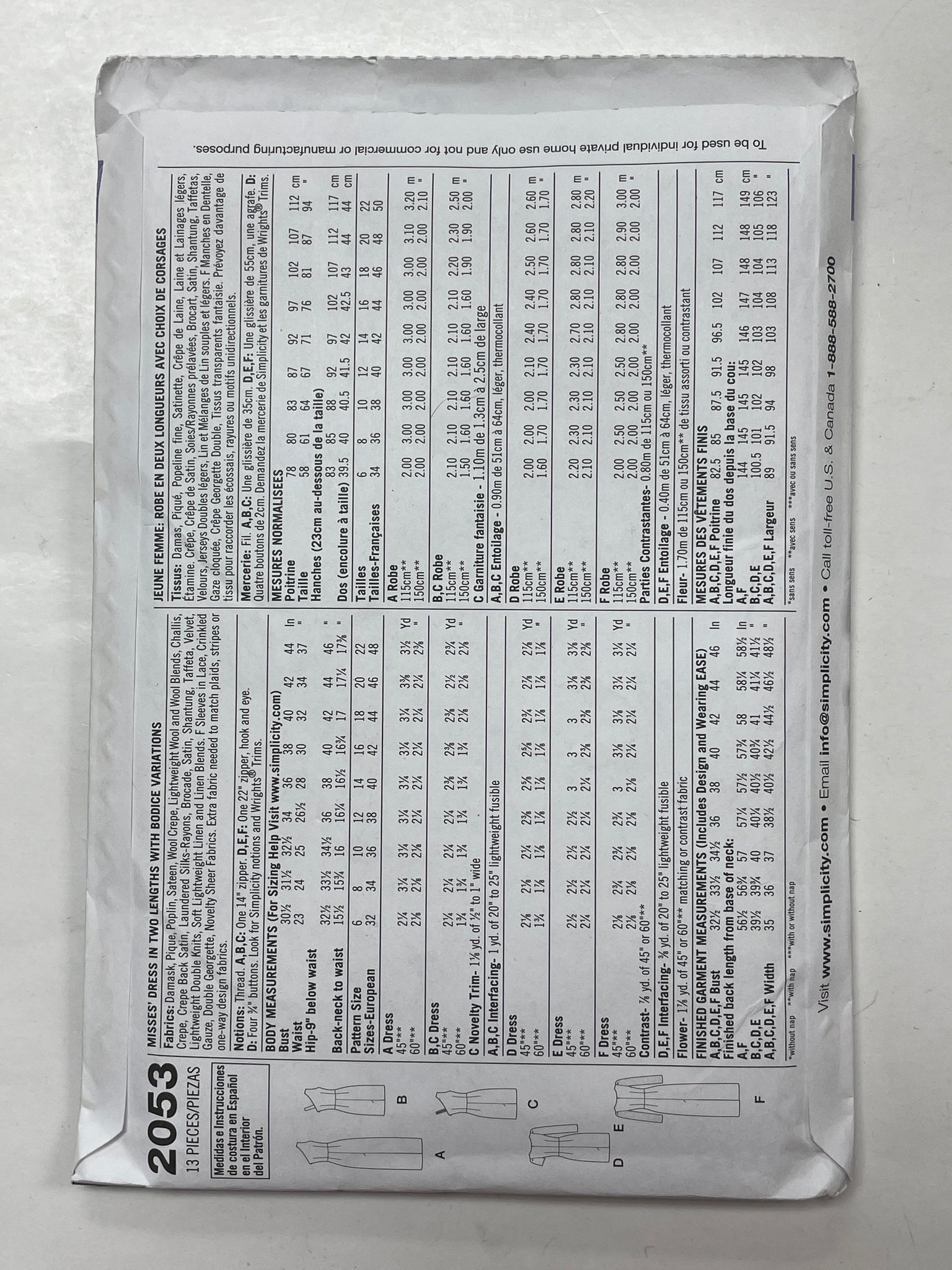 SALE 2011 Simplicity 2053 Pattern - Dress FACTORY FOLDED