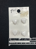 Buttons Plastic Set of 4 Vintage - White Hearts