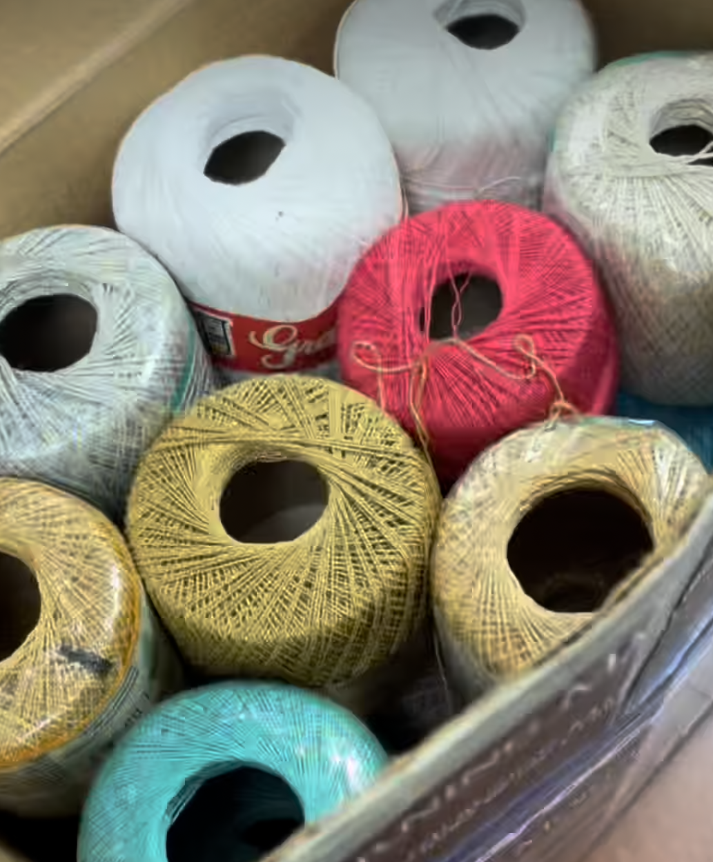 Crochet Cotton Thread Bundle - Various Colors and Weights 3.5 POUNDS