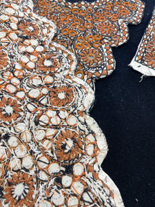 Vintage Collar - Embroidered in Ecru, Burnt Orange and Black with Mirrors