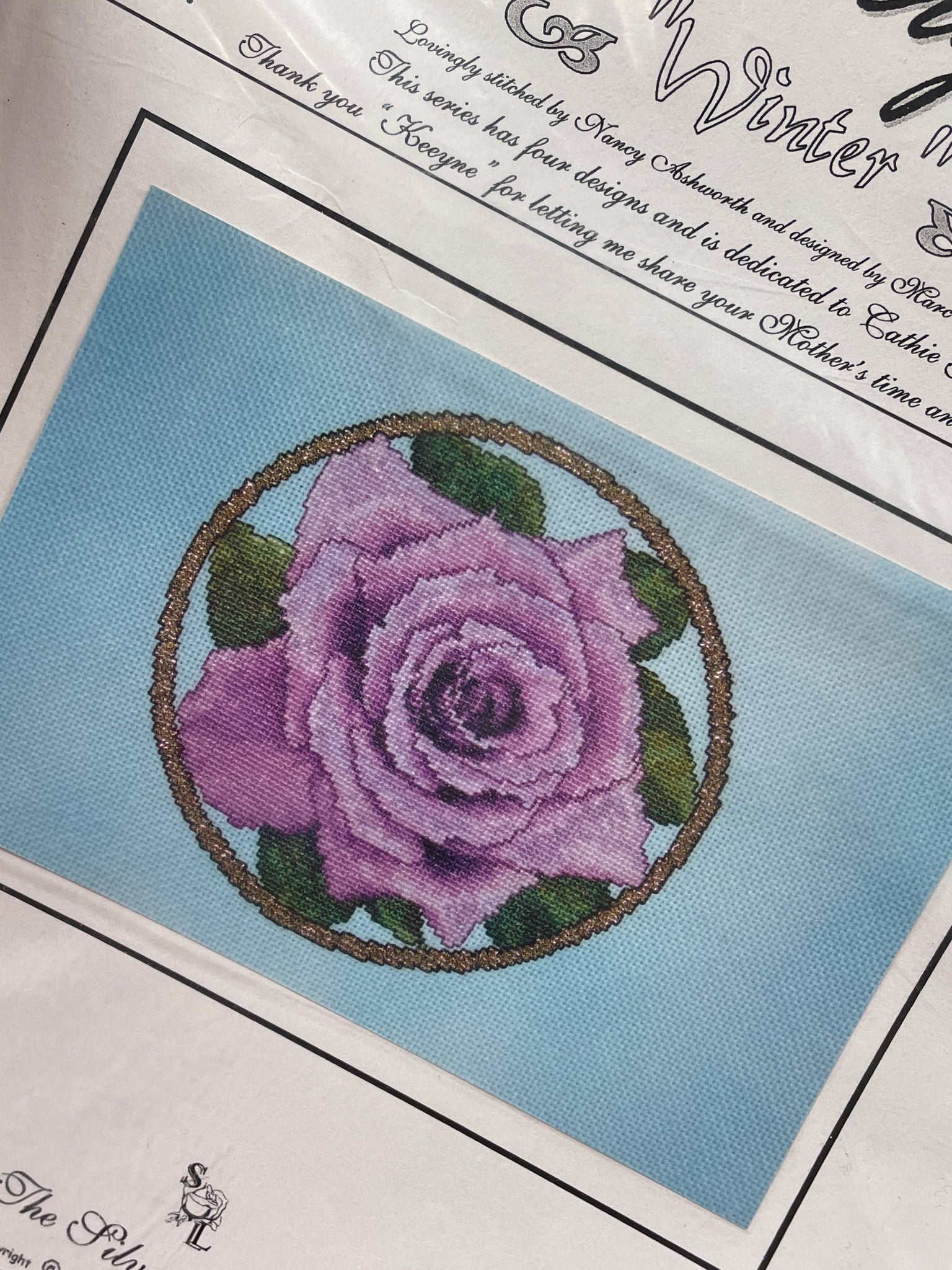 2005 Cross Stitch Pattern - Purple Rose "A Rose for Every Season"