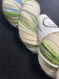 Superwash Merino Wool Yarn - Off White with Greens and Blues