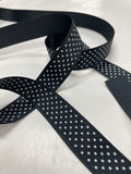 3 3/8 YD Poly Grosgrain Ribbon - Black with White Polka Dots