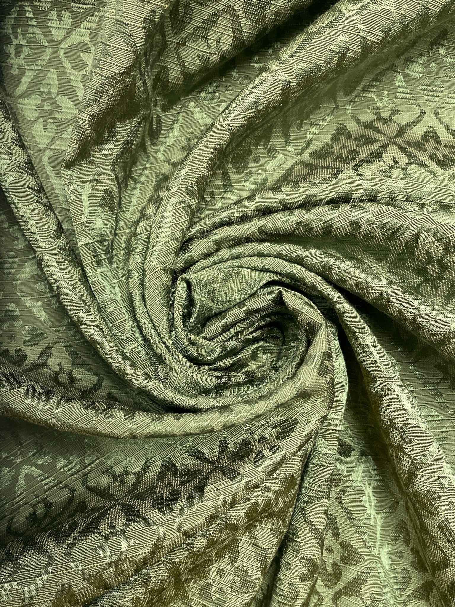 Cotton/Rayon Brocade Vintage - Celery Green with Pale Yellow/Green