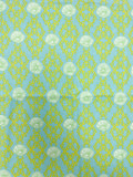 2012 1 7/8 YD Quilting Cotton - Yellow Coral and Green Sea Urchin Shells Forming a Lattice on Aqua