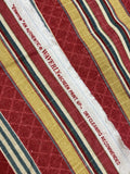 1 34 YD Cotton Printed Stripe - Brick Red, Golden Yellow and Gray