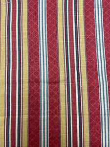 1 34 YD Cotton Printed Stripe - Brick Red, Golden Yellow and Gray