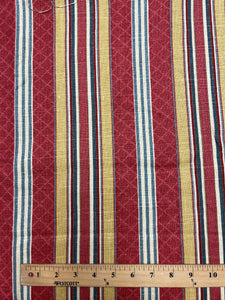 1 34 YD Cotton Printed Stripe - Brick Red, Golden Yellow and Gray
