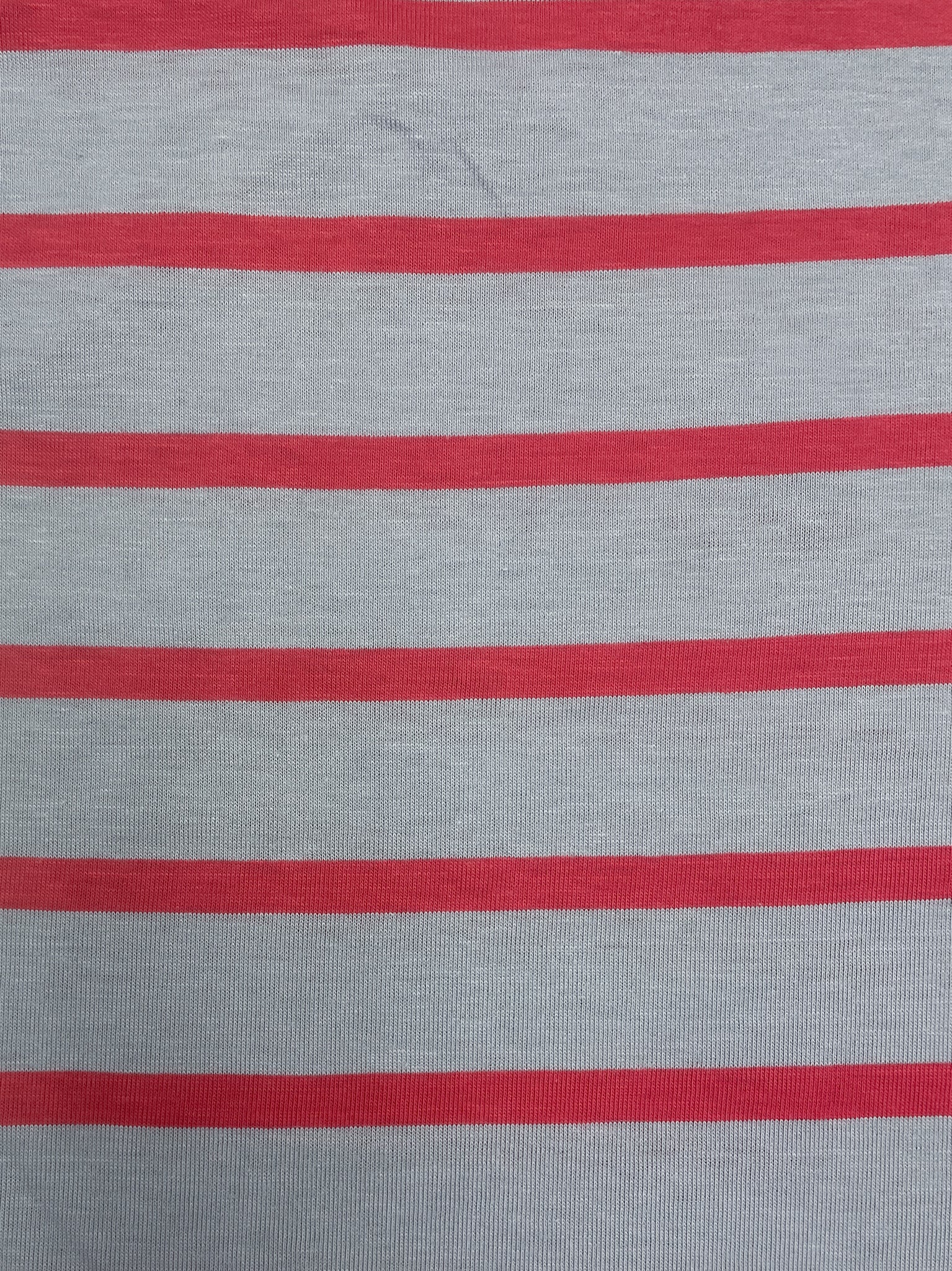 2 1/4 YD Poly/Cotton Blend Knit - Gray and Red Stripes
