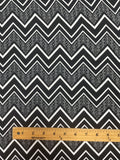 3 YD Nylon Knit - Black and White Zig Zags