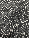 3 YD Nylon Knit - Black and White Zig Zags