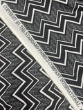 3 YD Nylon Knit - Black and White Zig Zags