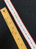 Nylon Woven Ribbon Trim - White with Red Scalloped Edge and Blue and Red Flowers