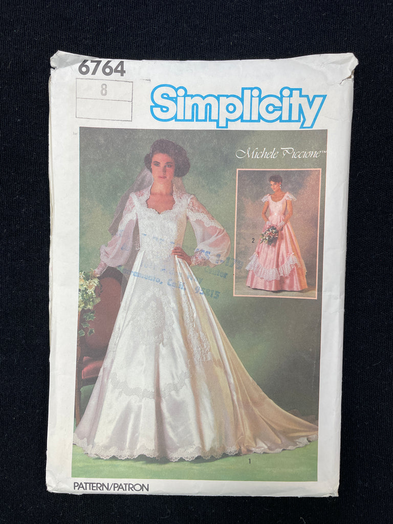 1984 Simplicity 6764 Pattern - Brides' or Bridesmaids' Dress Lucky DeLuxe Fabrics 1984 Simplicity 6764 Pattern - Brides' or Bridesmaids' Dress Lucky DeLuxe Fabrics