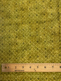 2002 1 3/8 YD Quilting Cotton - Green with Yellow Lattice and Tiny Black Swirls