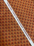 2 1/3 YD Quilting Cotton - Orange and Dark Red Scallops with Mettalic Gold Accents