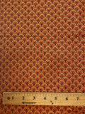 2 1/3 YD Quilting Cotton - Orange and Dark Red Scallops with Mettalic Gold Accents