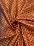 2 1/3 YD Quilting Cotton - Orange and Dark Red Scallops with Mettalic Gold Accents