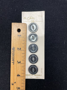Buttons Set of 5 Vintage - Pearlescent Gray with Marquis Centers