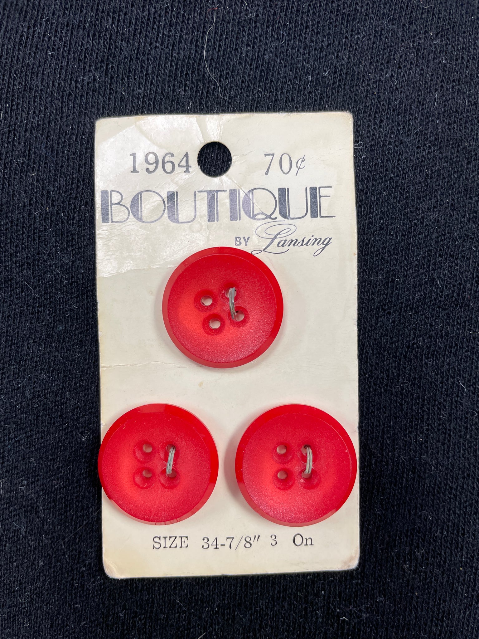 Buttons Set of 3 Vintage - Matte Red