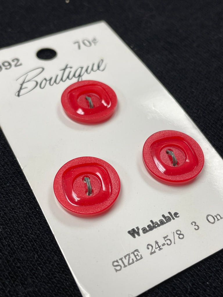 Red Button Ebay Buttons Set of 3 Vintage - Round Red with Embossed with Square Center ...