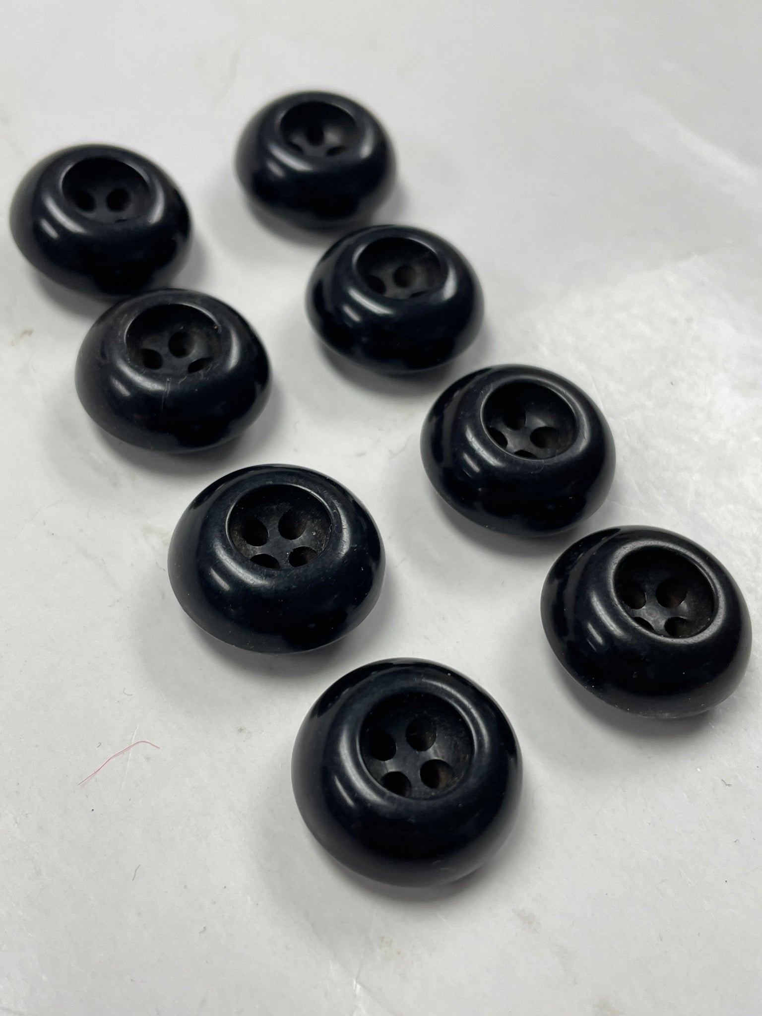 Button Plastic Set of 8 Vintage - Black Chunky