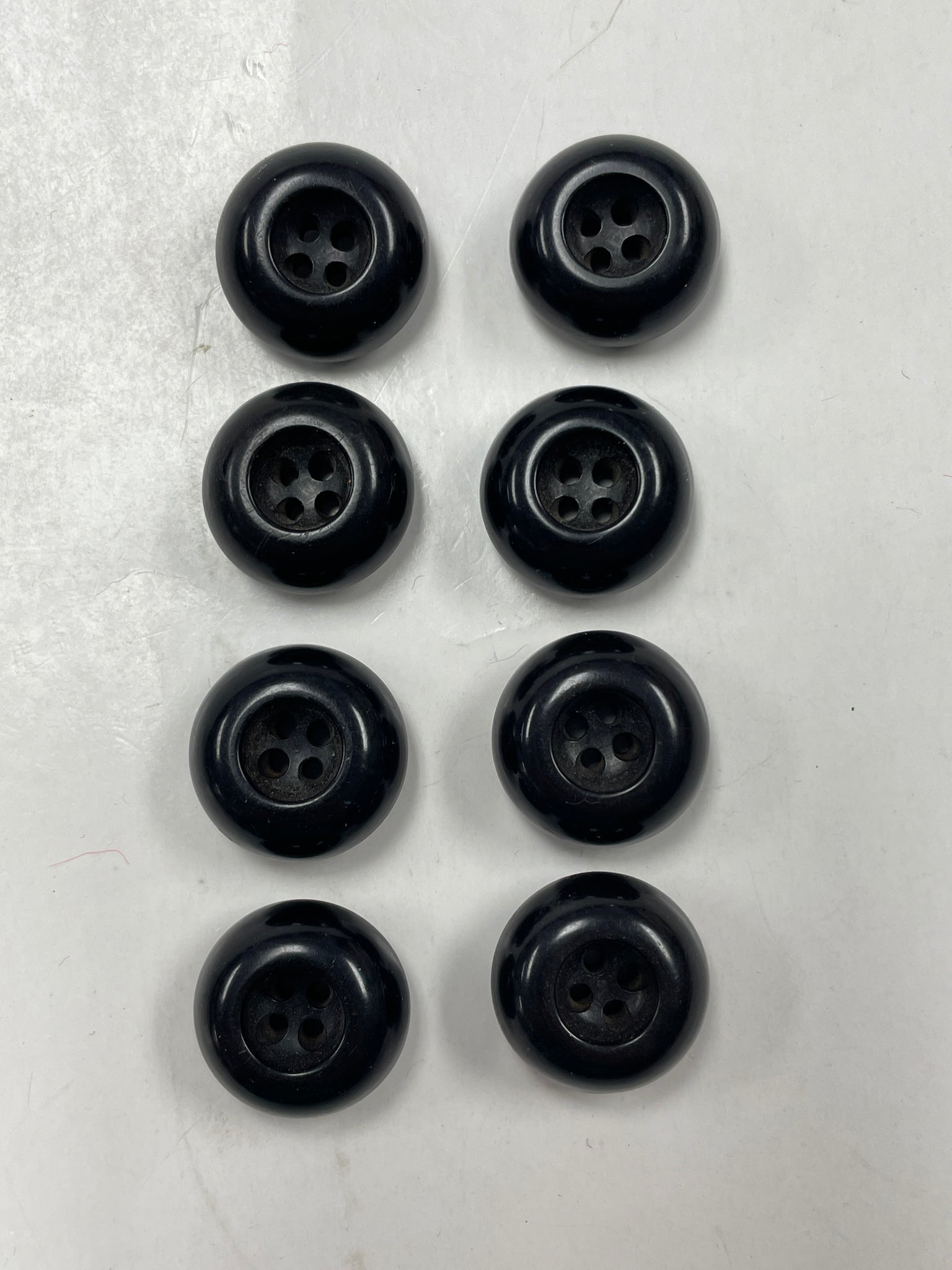Button Plastic Set of 8 Vintage - Black Chunky