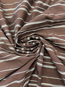 1 3/8 YD Stretch Rayon Yarn-Dyed Stripes - Brown and Ecru
