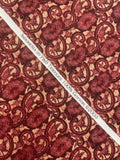 2003 2 1/2 YD Quilting Cotton - Dark Red Flowers on Mottled Ecru