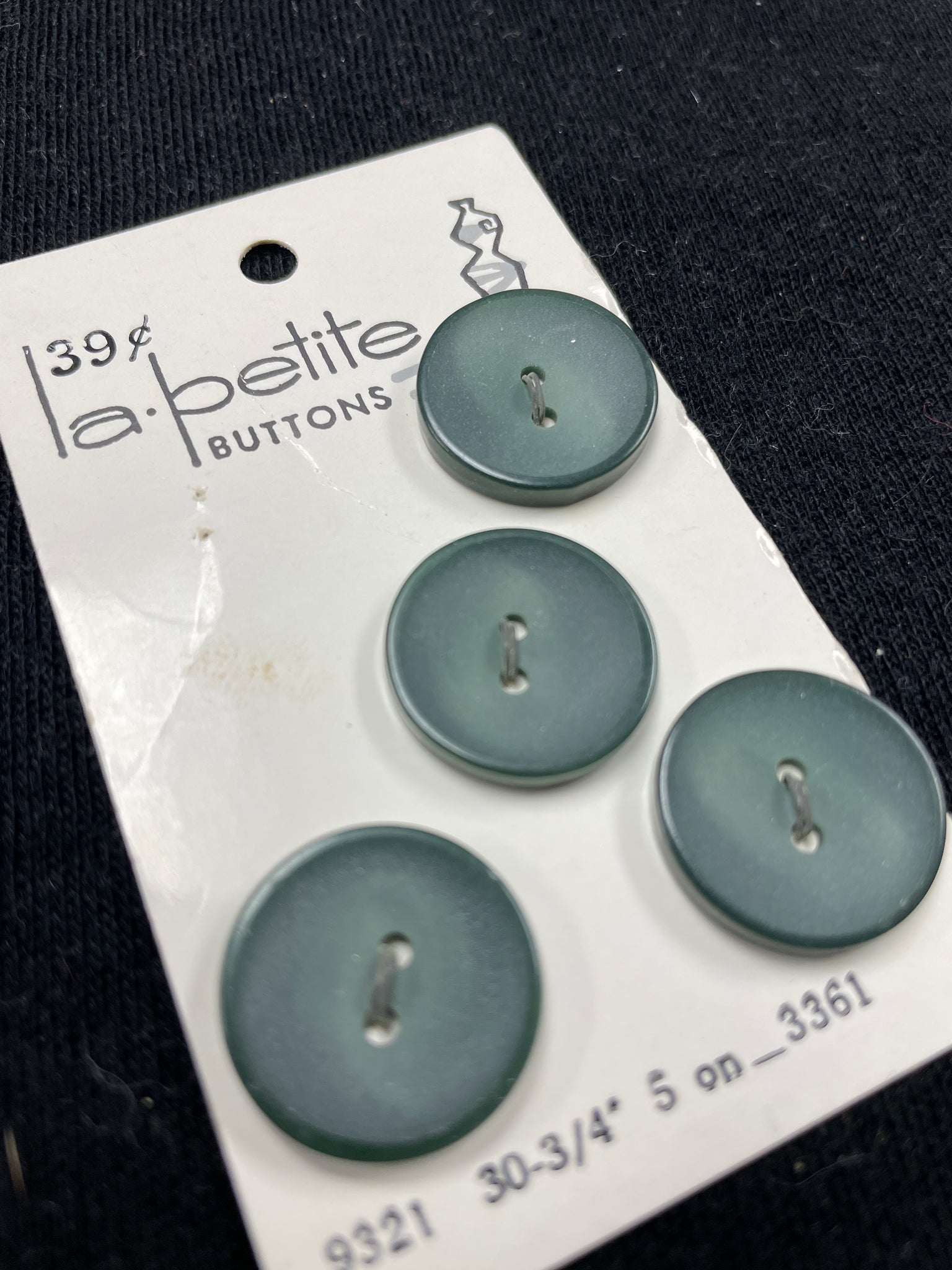 Button Plastic Set of 4 Vintage - Gray