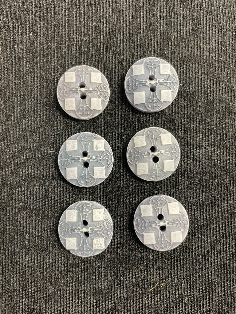 Embossed Blue Square Button Button Resin Set of 6 - Embossed Blue/Gray – Lucky DeLuxe Fabrics
