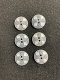 Button Resin Set of 6 - Embossed Blue/Gray