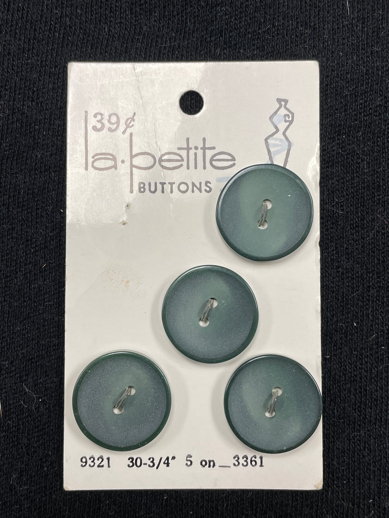 Button Plastic Set of 4 Vintage - Gray