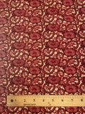 2003 2 1/2 YD Quilting Cotton - Dark Red Flowers on Mottled Ecru