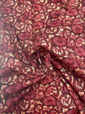 2003 2 1/2 YD Quilting Cotton - Dark Red Flowers on Mottled Ecru