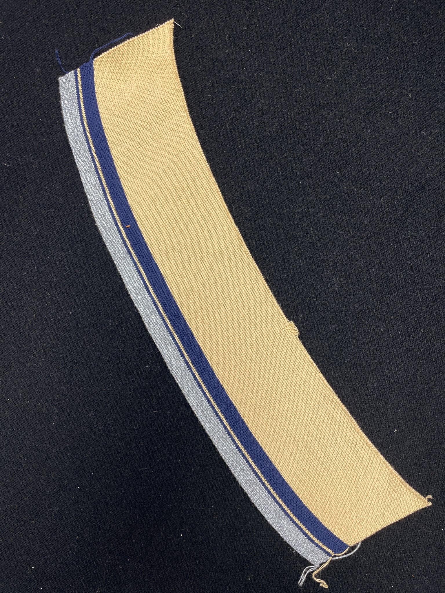 Poly/Cotton Ribbed Collar Vintage - Beige with Stripes in Navy Blue and Heather Gray