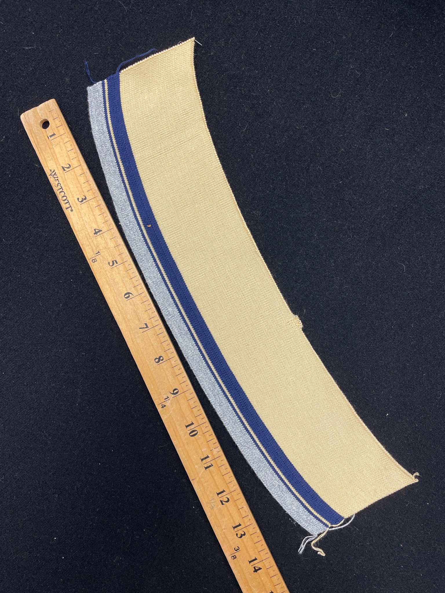 Poly/Cotton Ribbed Collar Vintage - Beige with Stripes in Navy Blue and Heather Gray