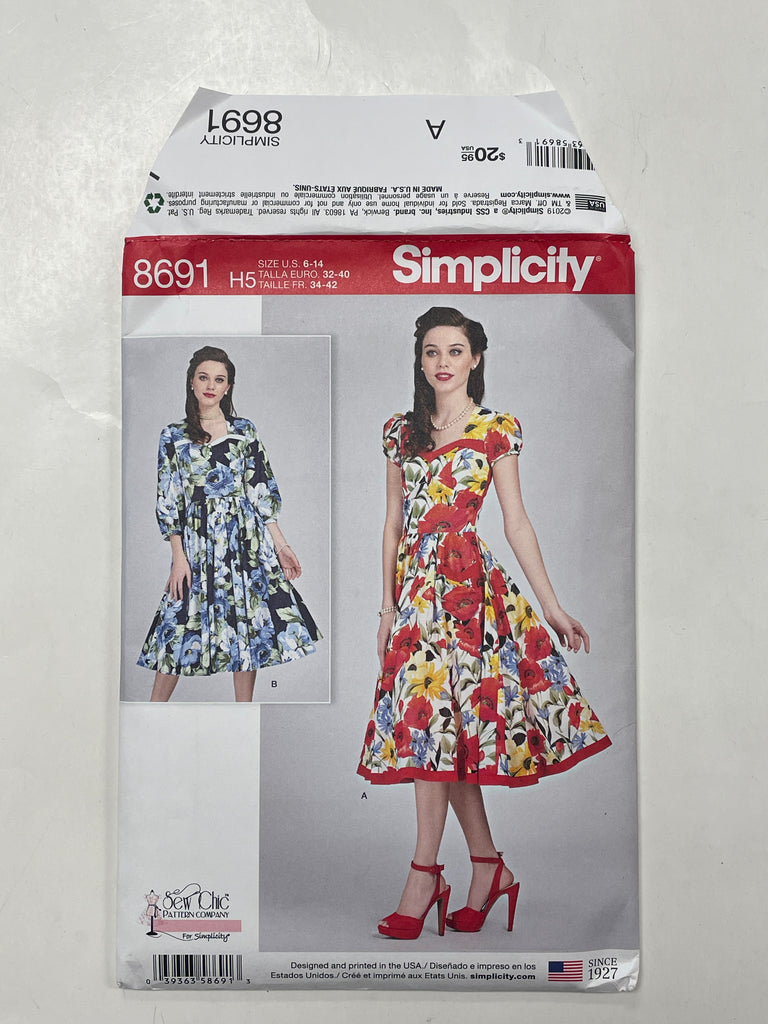 2019 Simplicity 8691 Pattern - Dress FACTORY FOLDED