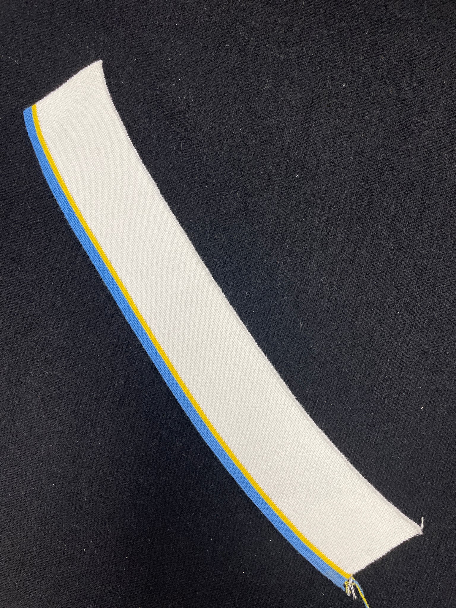 Poly/Cotton Ribbed Collar Vintage - Off White with Stripes in Yellow and Blue